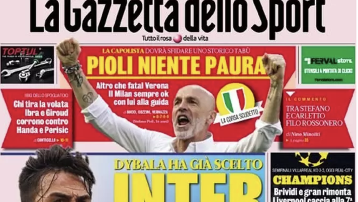 Prima Pagina, La Gazzetta dello Sport: “Inter, c’è Joya per te. Pioli niente paura”  prima pagina