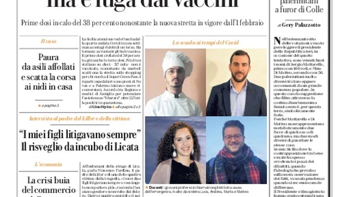 Prima Pagina, La Repubblica-Palermo: “Meno positivi e ricoveri ma è fuga dai vaccini” Prima Pagina