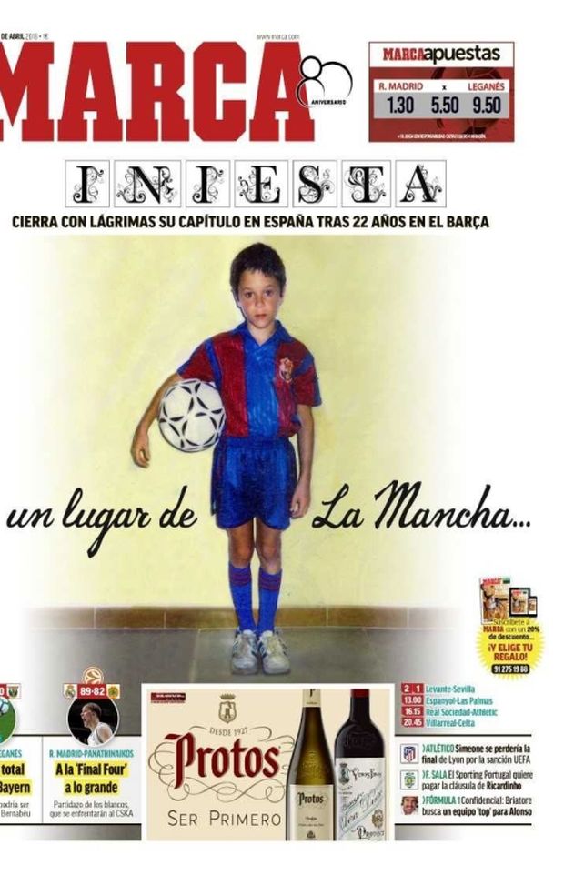 Prima Pagina, Marca: “Iniesta. Chiude con le lacrime il suo capitolo in Spagna, dopo ventidue anni…” Prima Pagina, Marca: “Iniesta. Chiude con le lacrime il suo capitolo in Spagna, dopo ventidue anni…”