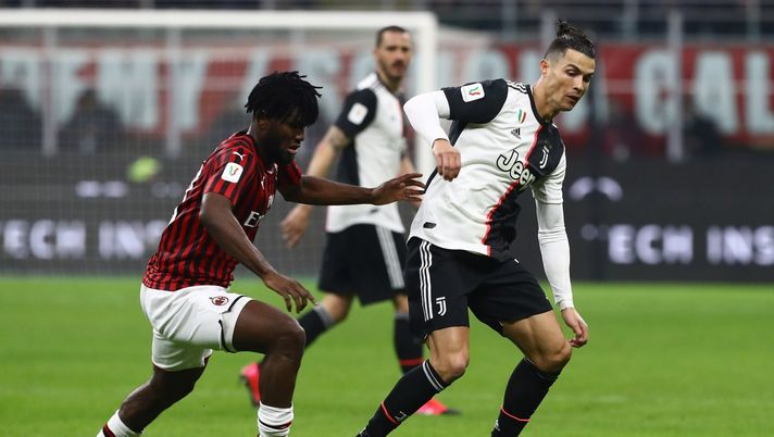 Franck Kessié e Cristiano Ronaldo durante Milan-Juventus di Coppa Italia (credits: GETTY Images) 