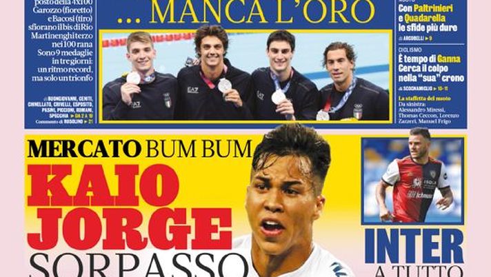 Prima Pagina, La Gazzetta dello Sport: “Kaio Jorge, sorpasso Juve” 