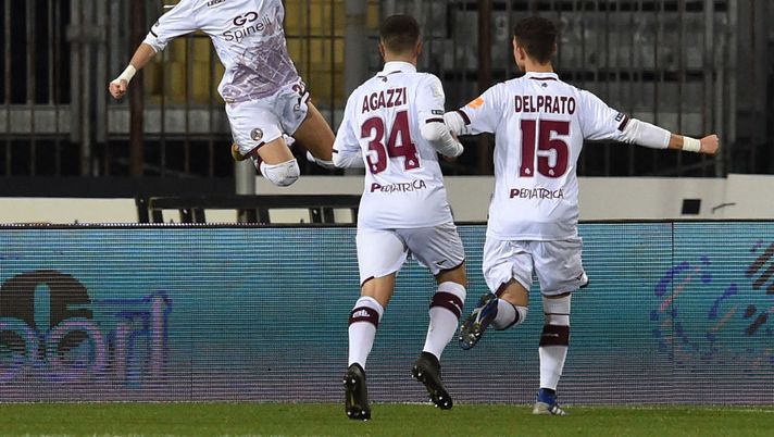 EMPOLI, ITALY - DECEMBER 29: Manuel Marras of AS Livorno celebrates after scoring the opening goal during the Serie B match between Empoli FC and AS Livorno at Stadio Carlo Castellani on December 29, 2019 in Empoli, Italy. (Photo by Giuseppe Bellini/Getty Images) EMPOLI, ITALY - DECEMBER 29: Manuel Marras of AS Livorno celebrates after scoring the opening goal during the Serie B match between Empoli FC and AS Livorno at Stadio Carlo Castellani on December 29, 2019 in Empoli, Italy. (Photo by Giuseppe Bellini/Getty Images)