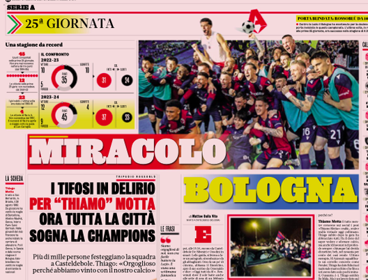 Il Bologna espugna l’Olimpico: le aperture dei giornali- immagine 2
