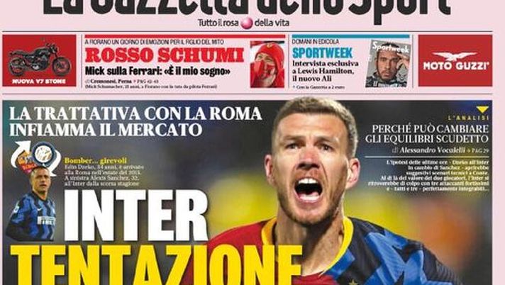 La Gazzetta dello Sport, la prima pagina di oggi, venerdì 29 gennaio 2021 