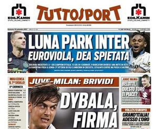 Prima Pagina, Tuttosport: “Dybala, firma tu! Juve-Milan, brividi” Prima Pagina, Tuttosport: “Dybala, firma tu! Juve-Milan, brividi”