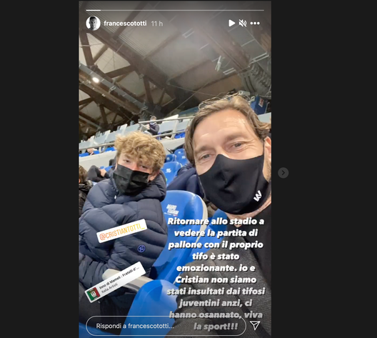Totti torna allo stadio con il figlio: “Grande emozione, e i tifosi della Juve…” Totti torna allo stadio con il figlio: “Grande emozione, e i tifosi della Juve…”