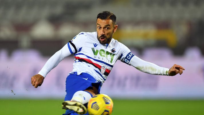 TURIN, ITALY - NOVEMBER 30: Fabio Quagliarella of U.C. Sampdoria scores their team's second goal during the Serie A match between Torino FC and UC Sampdoria at Stadio Olimpico di Torino on November 30, 2020 in Turin, Italy. Sporting stadiums around Italy remain under strict restrictions due to the Coronavirus Pandemic as Government social distancing laws prohibit fans inside venues resulting in games being played behind closed doors. (Photo by Valerio Pennicino/Getty Images) Sky: “Sampdoria, la scelta per Keita e Quagliarella contro l’Udinese” - immagine 1