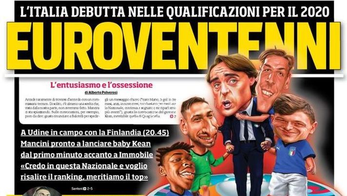 Prima Pagina, Corriere dello Sport: “Euroventenni. Il Napoli chiede Barella. Lazio, colpo Adekanye”  Prima Pagina, Corriere dello Sport: “Euroventenni. Il Napoli chiede Barella. Lazio, colpo Adekanye”