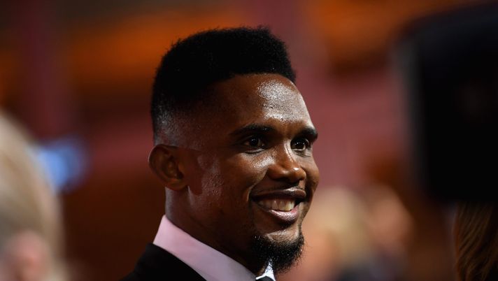 MOSCOW, RUSSIA - DECEMBER 01: Samuel Eto'o arrives prior to the Final Draw for the 2018 FIFA World Cup Russia at the State Kremlin Palace on December 1, 2017 in Moscow, Russia. (Photo by Matthias Hangst/Bongarts/Getty Images)