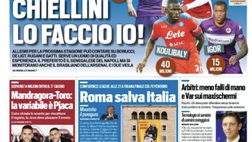 Prima Pagina, Tuttosport: “Juve, Chiellini lo faccio io. Roma salva Italia”