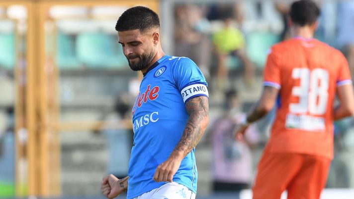 CASTEL DI SANGRO, ITALY - AUGUST 14: Lorenzo Insigne of Napoli during an SSC Napoli training session on August 14, 2021 in Castel di Sangro, Italy. (Photo by SSC NAPOLI/SSC NAPOLI via Getty Images) 