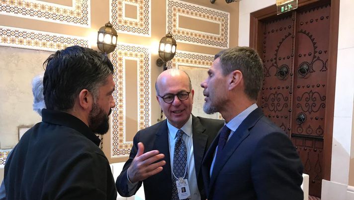 Gennaro Gattuso, Umberto Gandini e Zvonimir Boban a Dubai, ai Globe Soccer Awards (credits: Official Umberto Gandini Twitter account) 