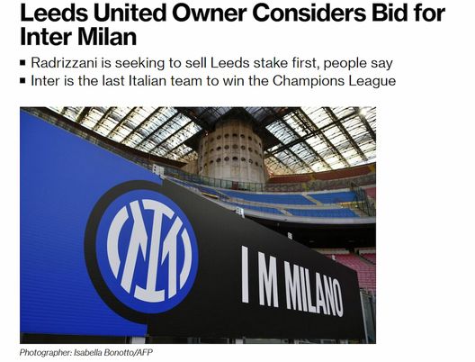 Bloomberg – Il patron del Leeds Radrizzani valuta di comprare l’Inter. C’è pure Investcorp- immagine 2