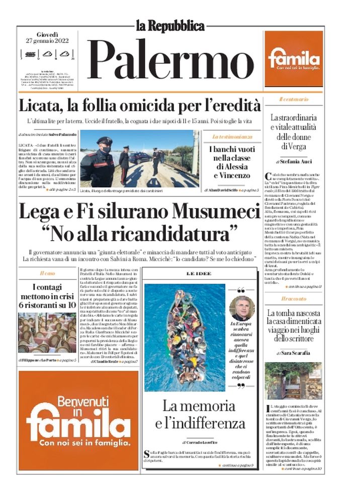 Prima Pagina, La Repubblica-Palermo: “Lega e Fi silurano Musumeci” - immagine 1