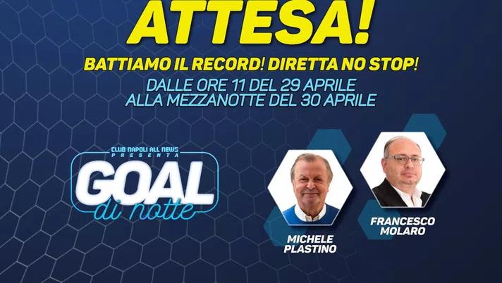 Scudetto Napoli, TeleClubItalia tenta di battere un record TV con Michele Plastino - immagine 1