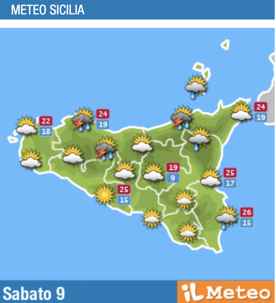 Meteo, Palermo: pioggia e schiarite, le previsioni di sabato 9 ottobre  meteo