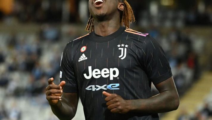 Juventus' Italian forward Moise Kean reacts during the UEFA Champions League group H football match Malmo FF vs Juventus F.C. in Malmo, Sweden on September 14, 2021. (Photo by Jonathan NACKSTRAND / AFP) (Photo by JONATHAN NACKSTRAND/AFP via Getty Images) Perché Kean non gioca più? La difesa di Allegri: “Ora ritrova la giusta condizione” - immagine 1