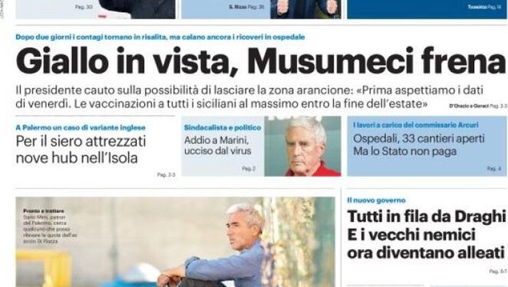 Prima Pagina, Giornale di Sicilia: “Giallo in vista, Musumeci frena. Mirri aspetta l’offerta giusta” 