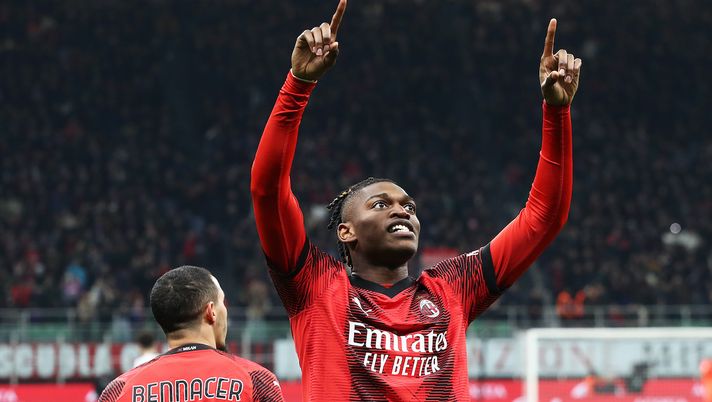 esultanza gol Rafael Leao AC Milan Milan-Atalanta 1-1 Serie A 2023-2024