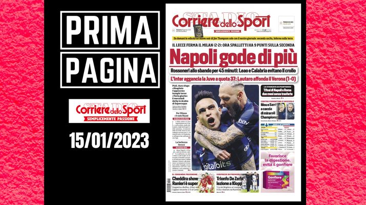 Prima pagina Corriere dello Sport: 'Napoli gode di più'