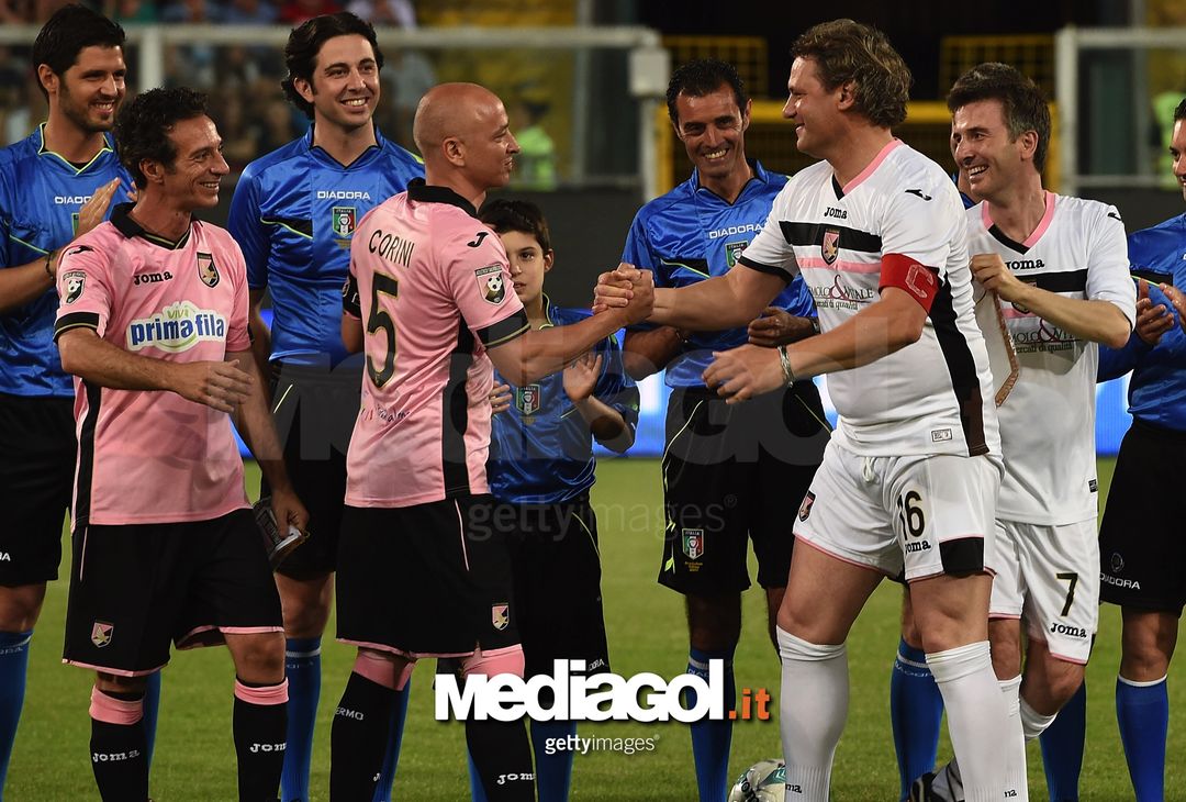  PALERMO, ITALY - JUNE 05:  Salvo Ficarra, Eugenio Corini, Roberto Biffi and Valentino Picone look on during the charity match between Atletico Salvuccio and Real Valentino at Stadio Renzo Barbera on June 5, 2015 in Palermo, Italy.  (Photo by Tullio M. Puglia/Getty Images) 