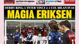 Prima Pagina, Gazzetta dello Sport: “Inter-Milan: derby ring! Magia Eriksen, rissa Ibra-Lukaku”