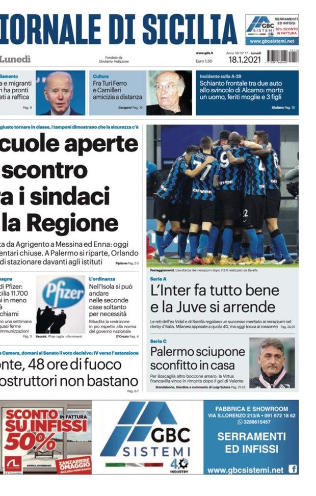 Prima Pagina, Giornale di Sicilia: “Scuole aperte. È scontro fra sindaci e la Regione, rivolta da Agrigento a Messina ed Enna” Prima Pagina, Giornale di Sicilia: “Scuole aperte. È scontro fra sindaci e la Regione, rivolta da Agrigento a Messina ed Enna”