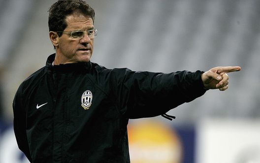 MUNICH, GERMANY - OCTOBER 17: Coach Fabio Capello points during the Juventus training session for the Champions League Group A match between Bayern Munich and Juventus on October 17, 2005 in Munich, Germany. The match will take place at the Allianz Arena on October 18, 2005 in Munich, Germany. (Photo by Sandra Behne/Bongarts/Getty Images)