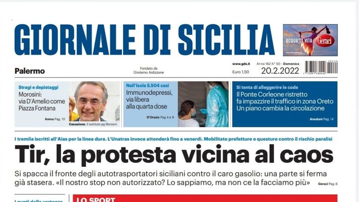 Prima Pagina, Giornale di Sicilia: “Riscatto dei rosanero, cinque gol alla Turris” - immagine 1