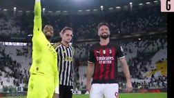 Juventus-Milan, Rabiot saluta in compagnia di Giroud e Maignan | VIDEO
