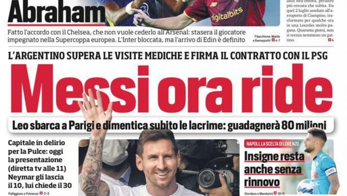 Prima Pagina, Corriere dello Sport: “Messi ora ride. Insigne resta” 