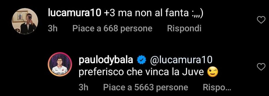 Il commento di Dybala Il commento di Dybala