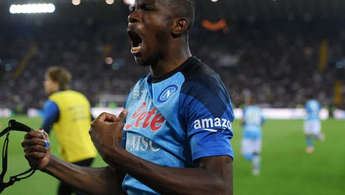 Esultanza di Victor Osimhen, attaccante del Napoli, qui in Udinese-Napoli