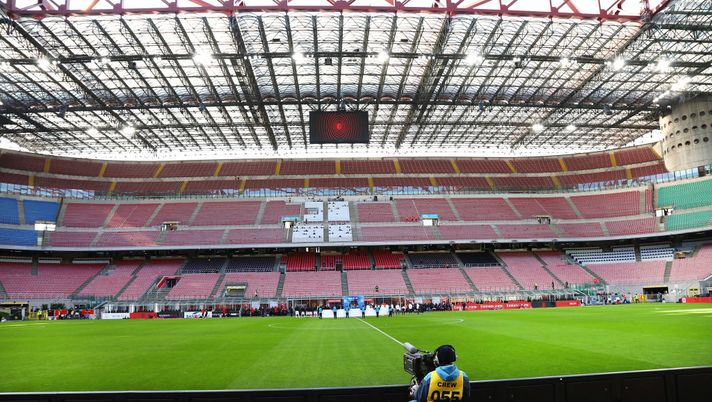 MILAN, ITALY - MARCH 08:  General view of the empty stadium according to the rules to limit the spread of Covid-19 during the Serie A match between AC Milan and Genoa CFC at Stadio Giuseppe Meazza on March 8, 2020 in Milan, Italy.  (Photo by Marco Luzzani/Getty Images) 