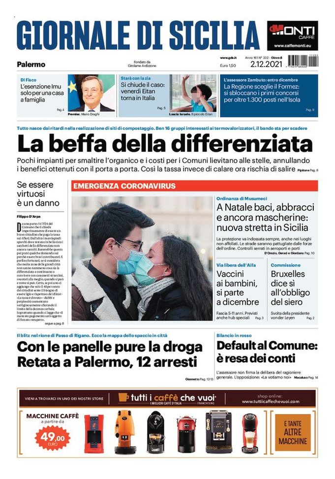 Prima Pagina, Giornale di Sicilia: “La beffa della differenziata” - immagine 1