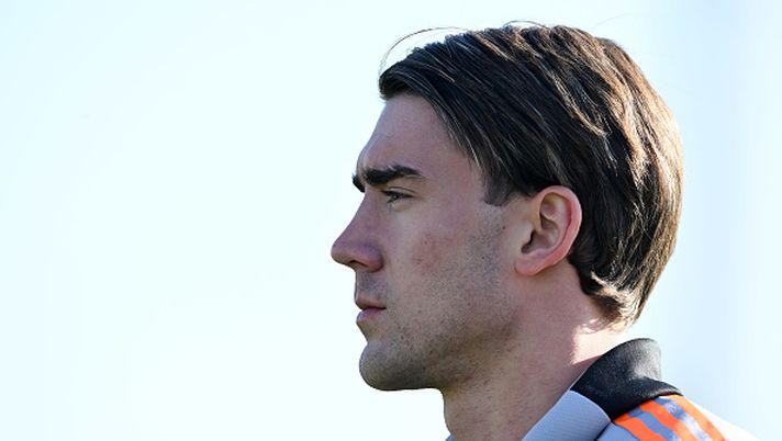 TURIN, ITALY - JANUARY 29: Dusan Vlahovic of Juventus during the Juventus Training Session at JTC on January 29, 2022 in Turin, Italy. (Photo by Juventus FC/Juventus FC via Getty Images) Mariasole adesso sta con Deddy: che ne pensa Dusan Vlahovic? - immagine 1