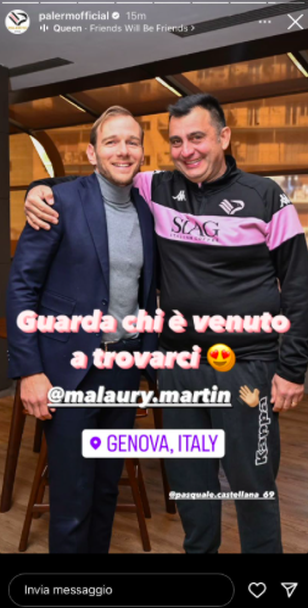 FOTO Palermo, l’ex rosanero Martin fa visita alla squadra a Genova- immagine 2