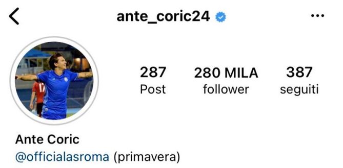 Coric, il croato è fuori rosa ma sui social scrive di far parte della Roma Primavera- immagine 2