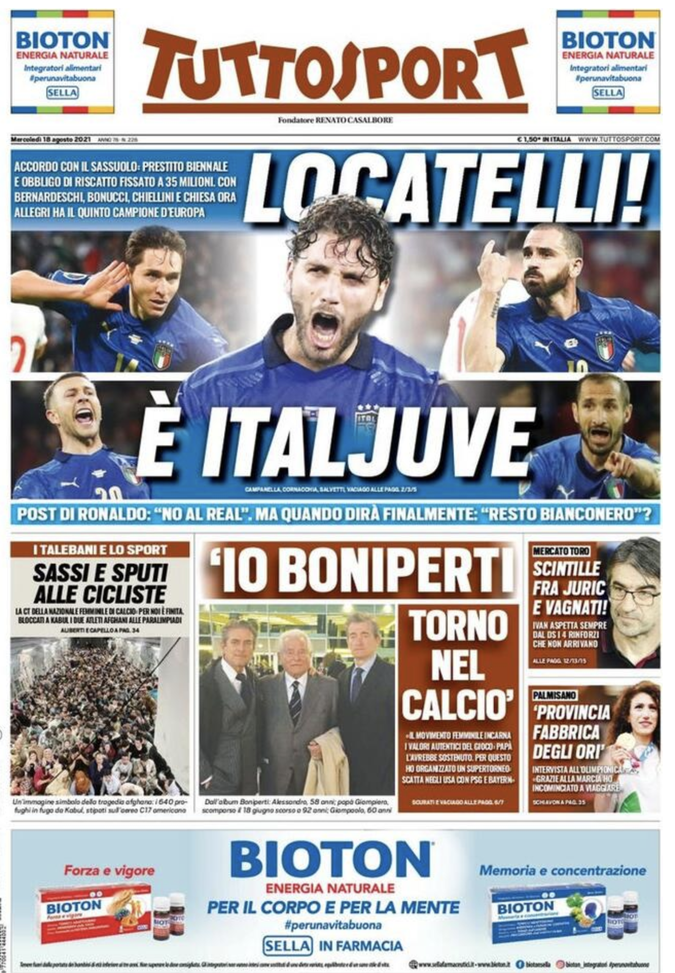 Prima Pagina, Tuttosport: “Locatelli, è ItalJuve. Juric, scintille con Vagnati” 