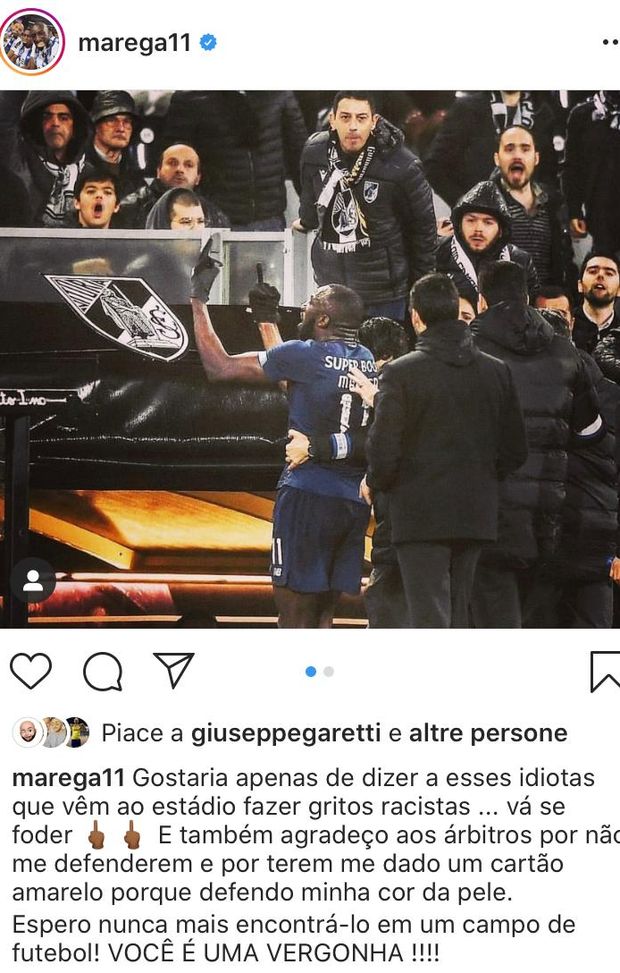 Lo sfogo di Marega sui social 