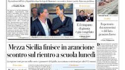 Prima Pagina, La Repubblica-Palermo: “Scontro sul rientro a scuola lunedì”