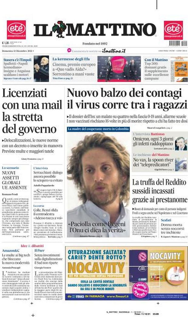 IL NAPOLI SUI MEDIA – Le prime pagine dei giornali di oggi 12 DICEMBRE- immagine 5