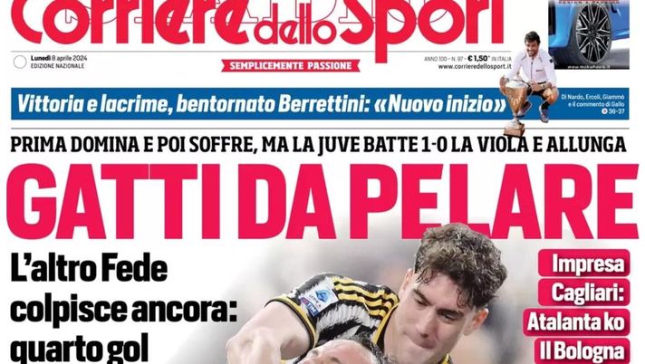 PRIMA PAGINA CORRIERE DELLO SPORT OGGI