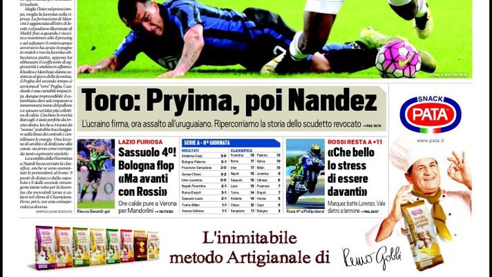 Prima Pagina, Tuttosport: “Juventus, ora ci sei. Allegri può lanciare operazione rimonta. La Fiorentina si inchina a Insigne e Higuain. Bologna flop, ma va avanti con Delio Rossi”  Prima Pagina, Tuttosport: “Juventus, ora ci sei. Allegri può lanciare operazione rimonta. La Fiorentina si inchina a Insigne e Higuain. Bologna flop, ma va avanti con Delio Rossi”