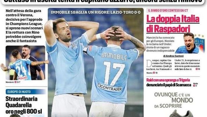 Prima Pagina, Corriere dello Sport: “Pirlo senz’appello, l’ombra di Max e Zizou. Simone non salva Pippo, Benevento in Serie B” 