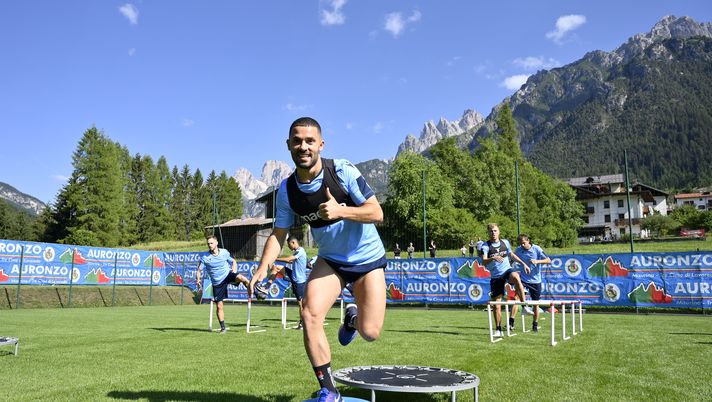 AURONZO DI CADORE, ITALY - JULY 16:  Riza Durmisi of SS Lazio during the SS Lazio pre-season training camp on July 16, 2019 in Auronzo di Cadore, Italy.  (Photo by Marco Rosi/Getty Images) 