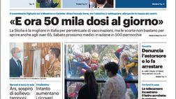 Prima Pagina, Giornale di Sicilia: “E ora 50 mila dosi al giorno. L’Italia a Sofia, Mancini si affida a Belotti”