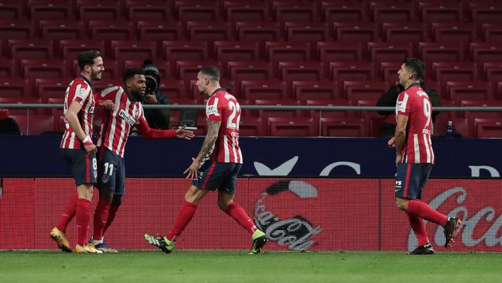 MADRID, SPAIN - DECEMBER 05: Thomas Lemar of Atletico de Madrid celebrates scoring his sides first goal during the La Liga Santander match between Atletico de Madrid and Real Valladolid CF at Estadio Wanda Metropolitano on December 05, 2020 in Madrid, Spain. Football Stadiums around Spain remain empty due to the Coronavirus Pandemic as Government social distancing laws prohibit fans inside venues resulting in fixtures being played behind closed doors. (Photo by Gonzalo Arroyo Moreno/Getty Images) MADRID, SPAIN - DECEMBER 05: Thomas Lemar of Atletico de Madrid celebrates scoring his sides first goal during the La Liga Santander match between Atletico de Madrid and Real Valladolid CF at Estadio Wanda Metropolitano on December 05, 2020 in Madrid, Spain. Football Stadiums around Spain remain empty due to the Coronavirus Pandemic as Government social distancing laws prohibit fans inside venues resulting in fixtures being played behind closed doors. (Photo by Gonzalo Arroyo Moreno/Getty Images)