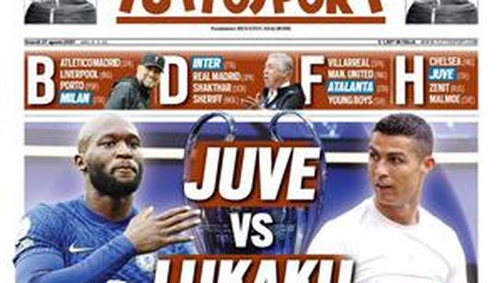 Prima Pagina, Tuttosport: “Juve vs Lukaku, ma CR7 parte. Cairo senza alibi”  Prima Pagina, Tuttosport: “Juve vs Lukaku, ma CR7 parte. Cairo senza alibi”