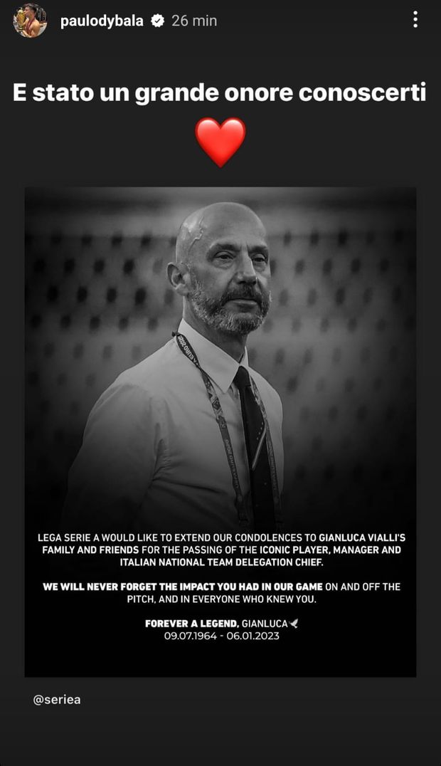 Vialli, il ricordo di Pellegrini: “Per sempre unico”. Dybala: “Un onore conoscerti”- immagine 2